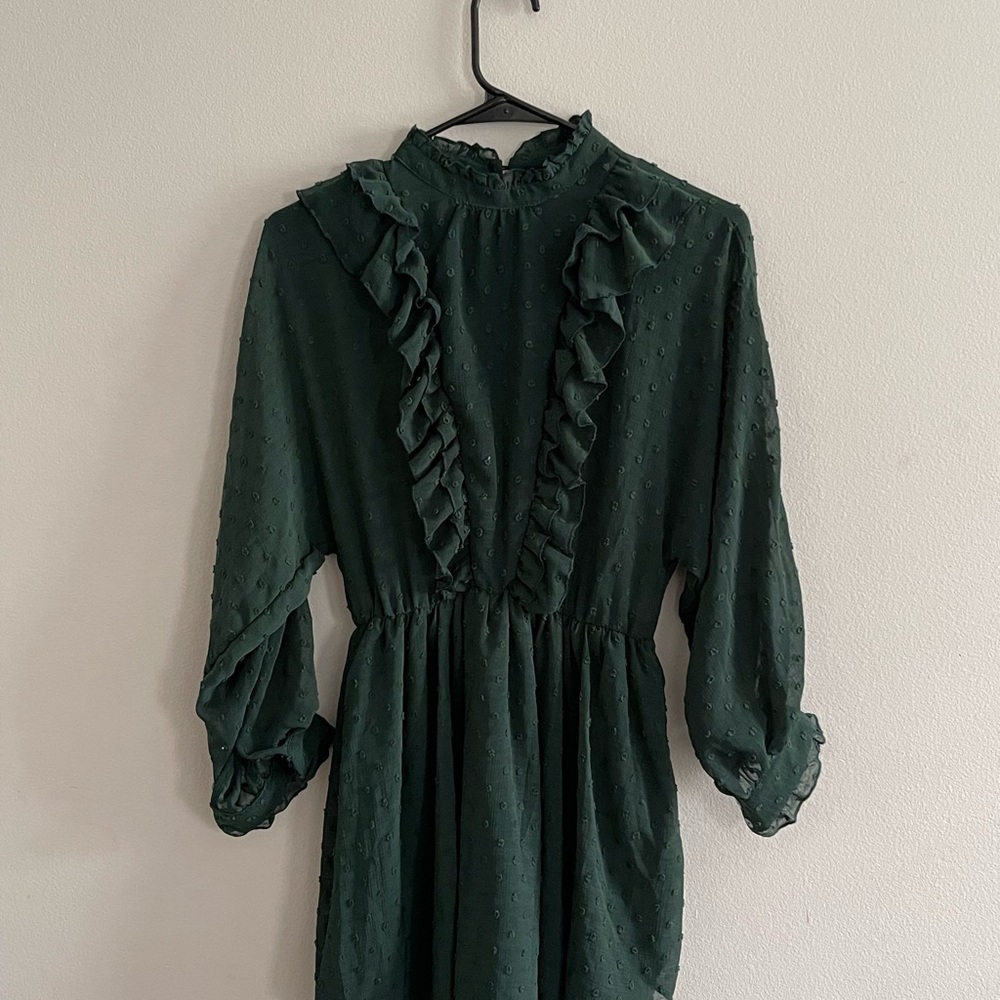 Elegant Green Ruffle Dress